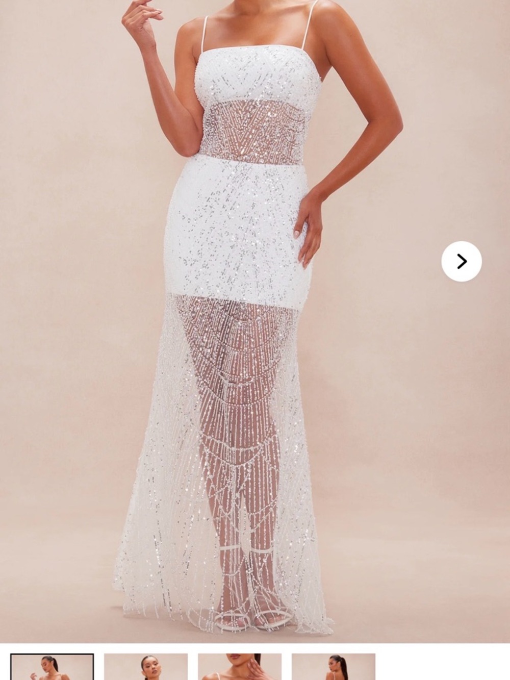 Fashion Nova White Beaded Dress